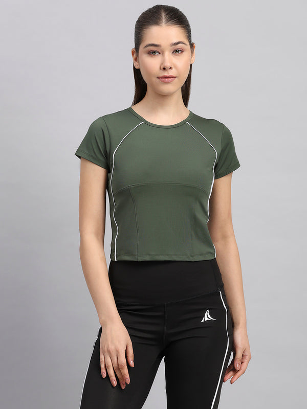 Ultra-Soft Sculpted Crop Top - S / Olive
