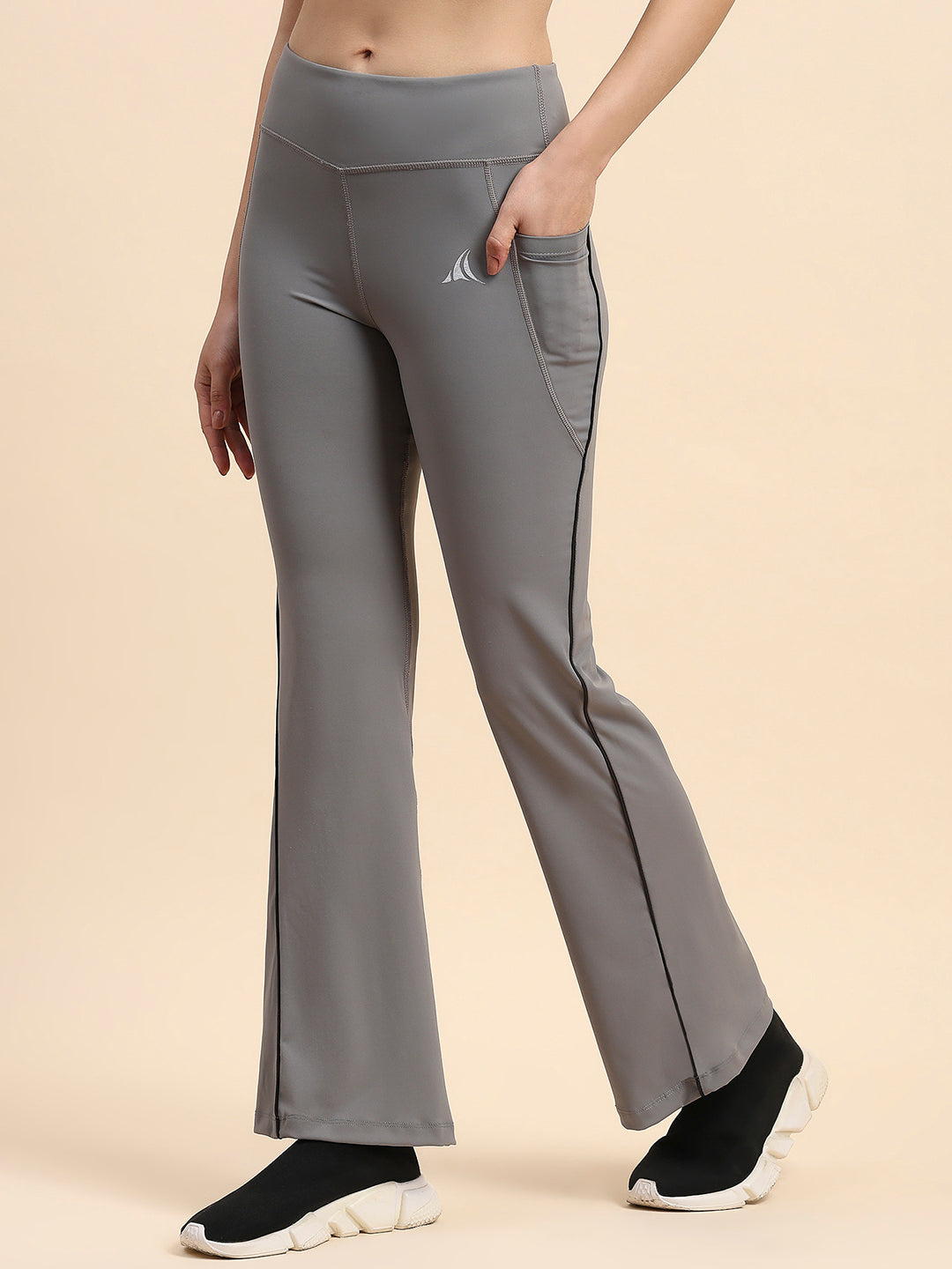 Nylon High-Rise Flare Pants