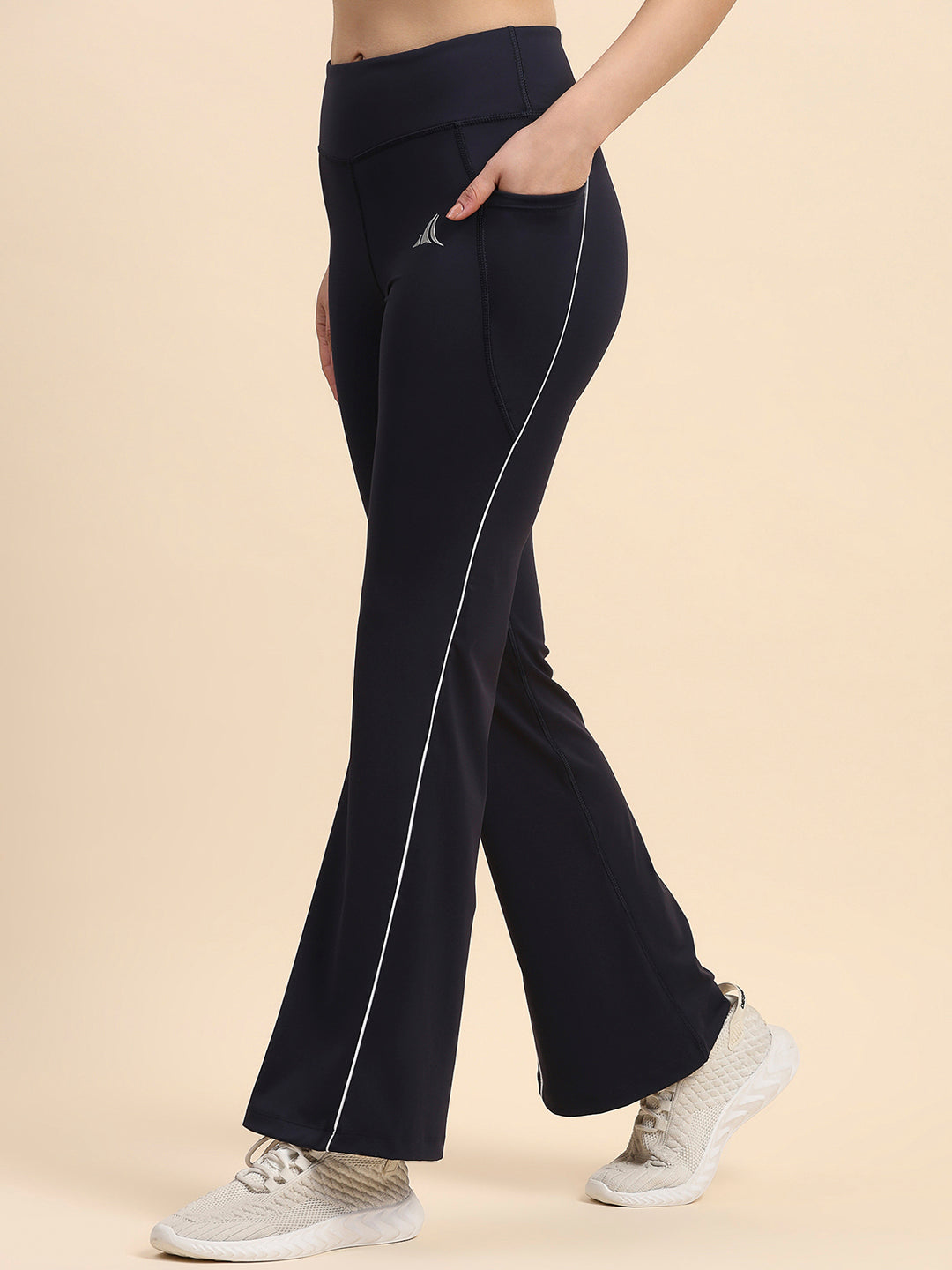 Nylon High-Rise Flare Pants