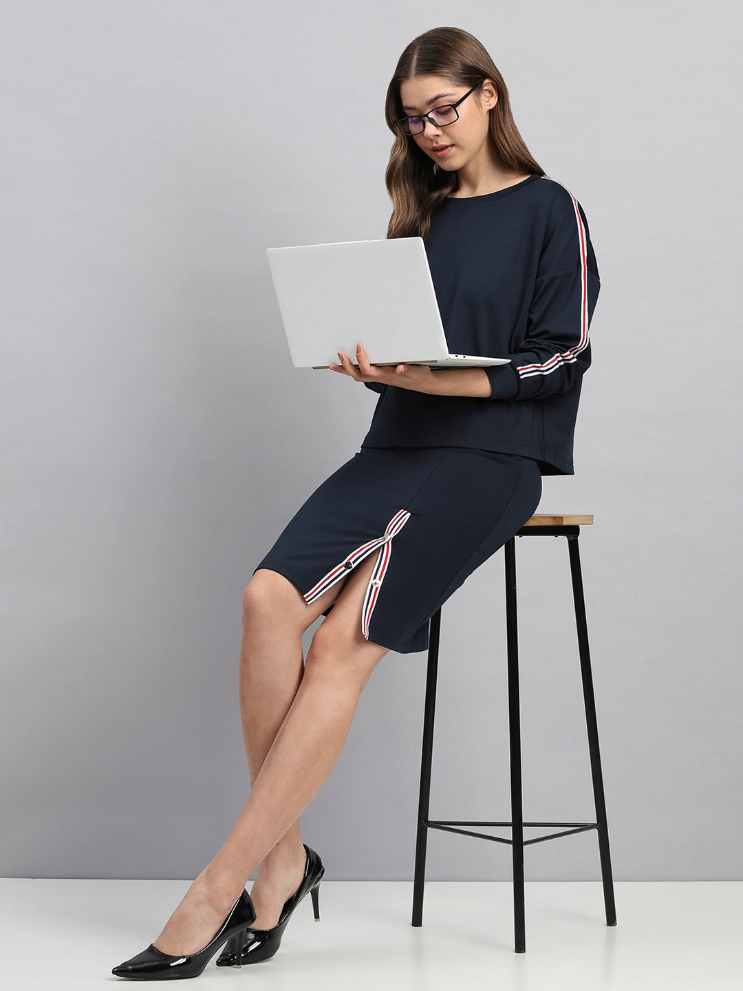 Pencil Skirt with Front Snap Slit