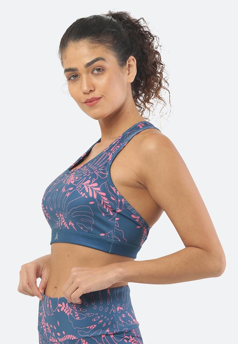 Pink Floral Yoga Sports Bra - Fitleasure
