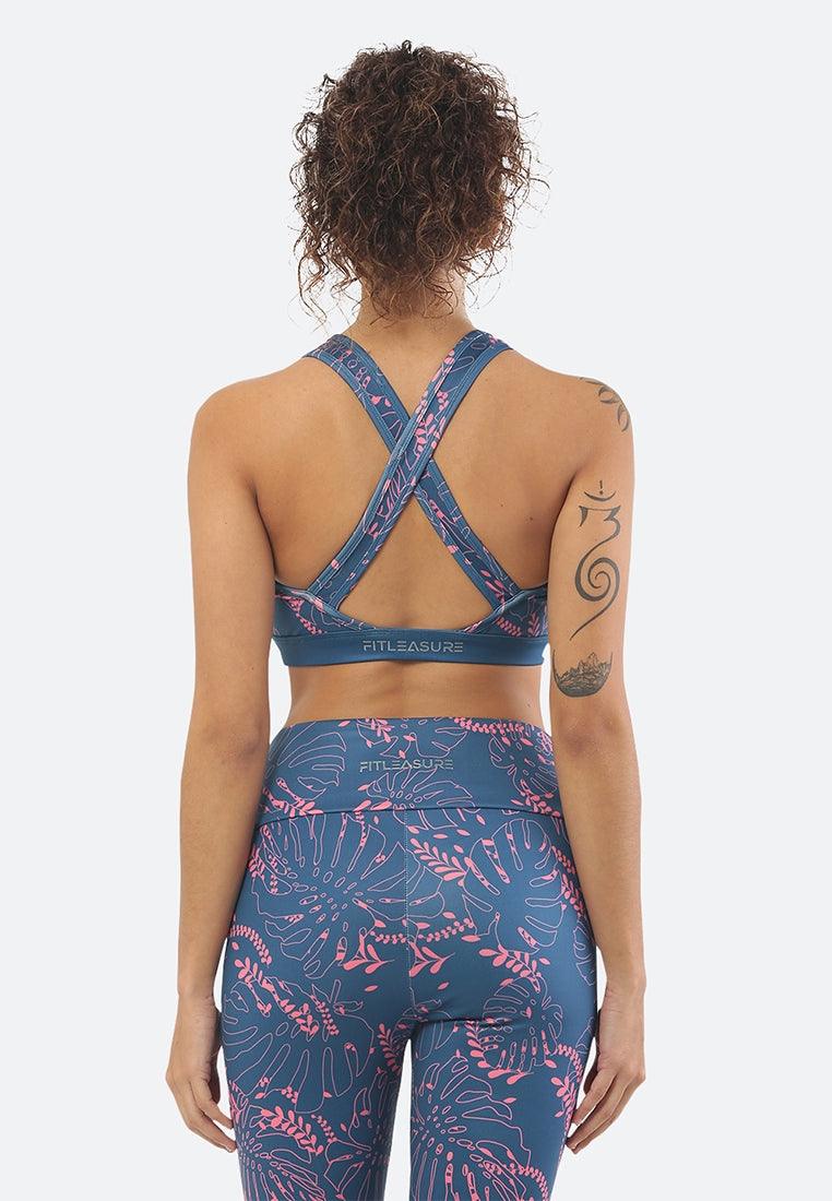 Pink Floral Yoga Sports Bra - Fitleasure