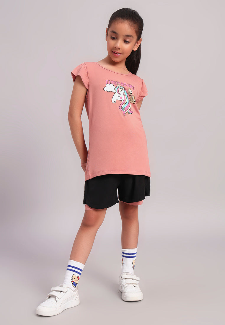 TwinkleTails Girls Ruffle Sleeve Tee