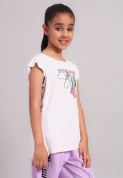 TwinkleTails Girls Ruffle Sleeve Tee